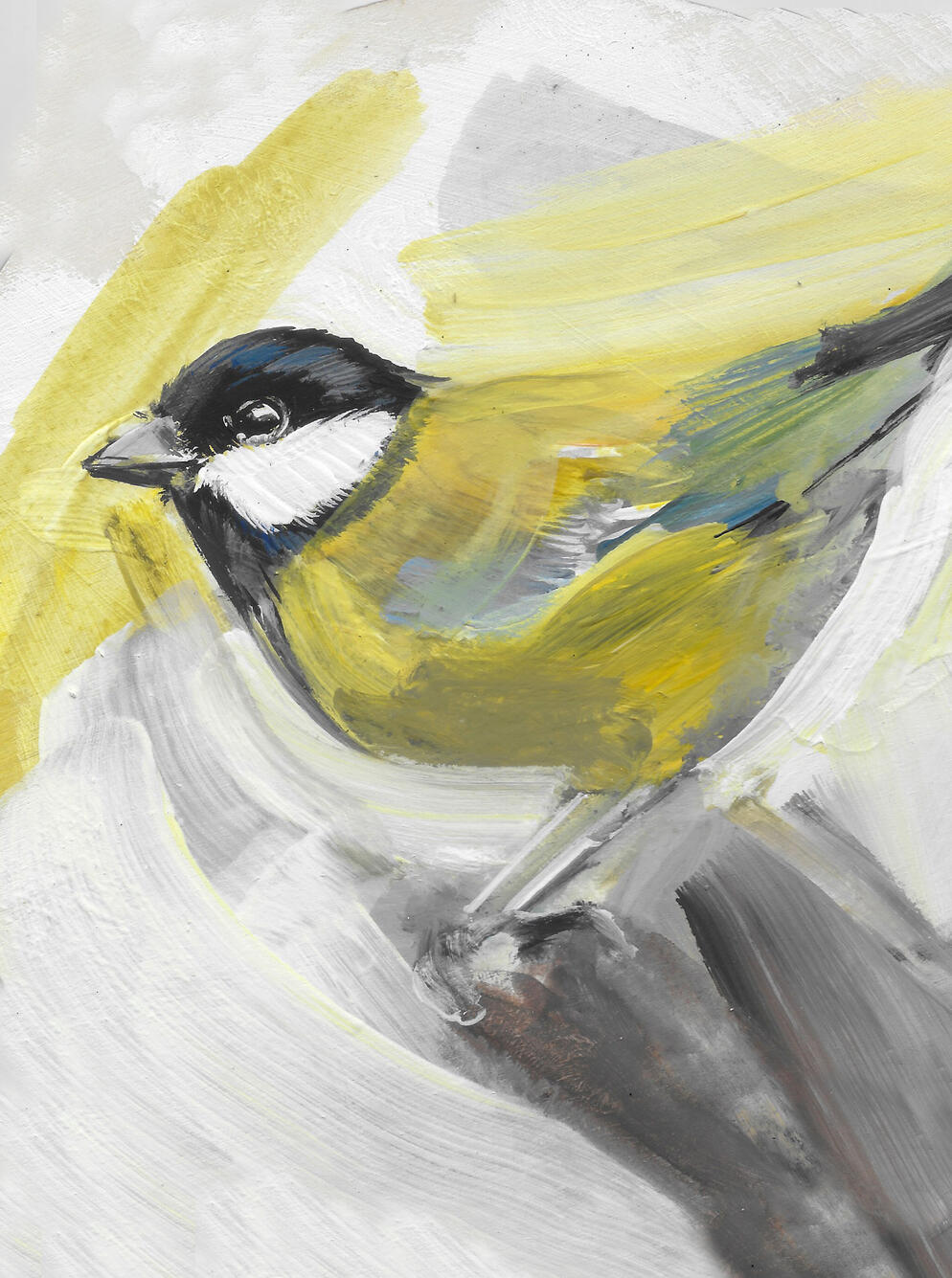 Great Tit Acrylic on board (circular 8 inch frame) Available