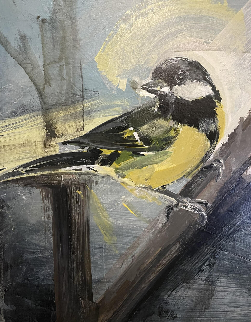 Great Tit Acrylic on board (framed) 30cmx30cm Available